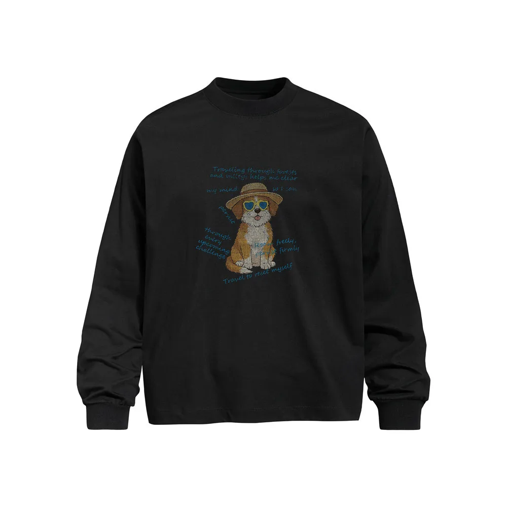 MWJLPWQ Print Loose Long-Sleeve T-Shirt For Boys Hip-Hop Street Style Trendy Spring Autumn Fit Round Collar Casual Tops 20610