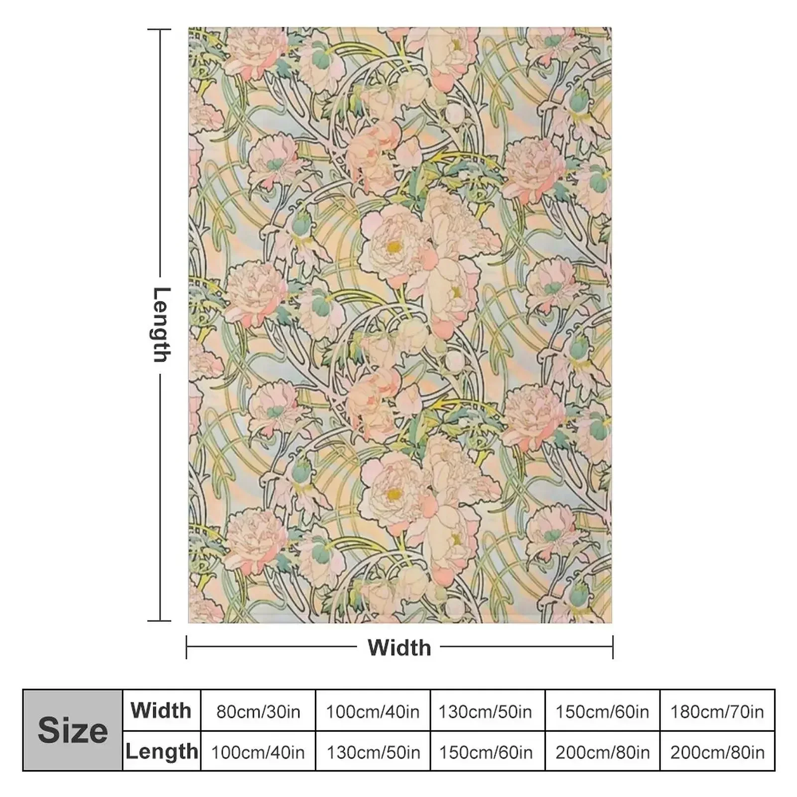 Alphonse Mucha (1860 - 1939) flowers,N?, 01. Throw Blanket couch cozy soft plush fuzzy picnic outdoor blanket