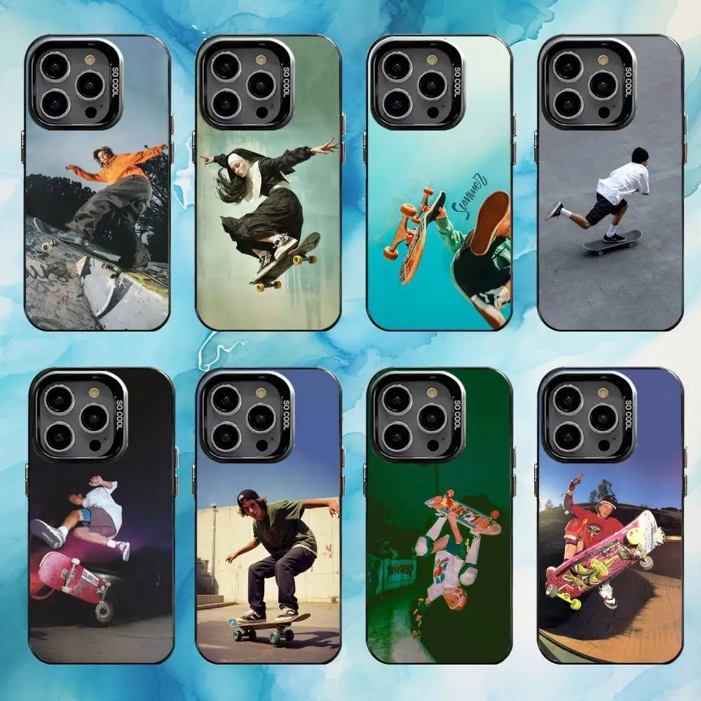 

Cool Skate Phone Case For iPhone17,16,15,14,13,12,11 Plus,Pro Max Black Candy Matte Shockproof Cover
