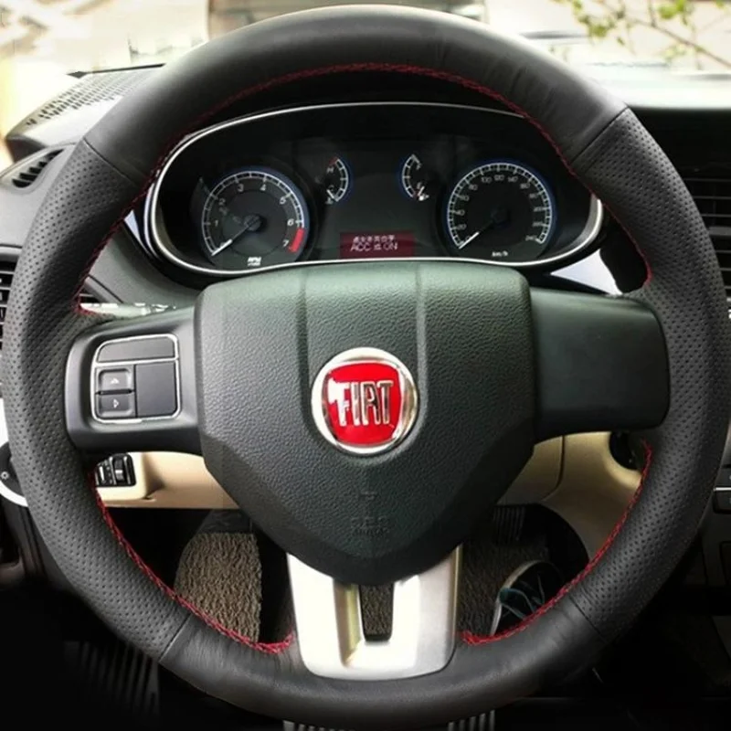 Customized Car Steering Wheel Cover Hand-stit For Fiat 500  Viaggio Dodge Journey Braid With Needles Thread Interior accessories