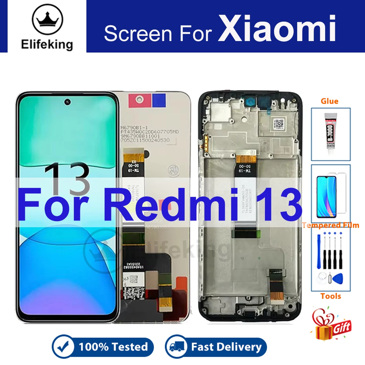

Сенсорный экран 6,79 дюйма для Xiaomi Redmi 13, ЖК-дисплей с рамкой и дигитайзером в сборе для Redmi 13, сменный ЖК-дисплей