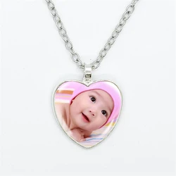 Heart Shaped Photo Pendant Customized Necklace For Your Baby Photos Of Mom, Dad And Grandparents Jewelry Gifts For Family Member