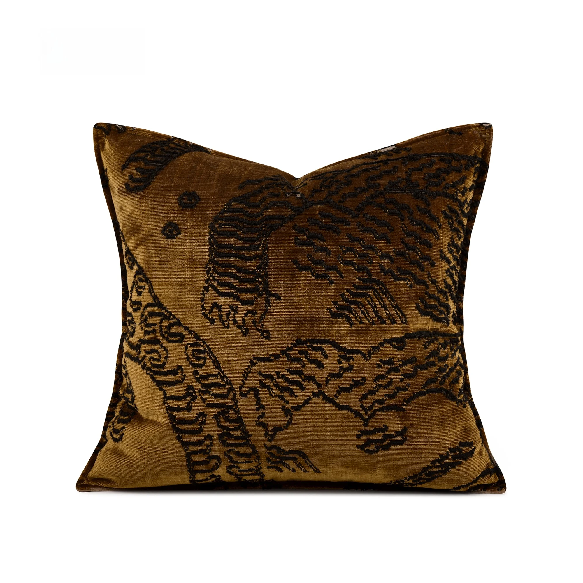 

Роскошная бархатная подушка с ретро-узором тигра, оранжево-золотая, для демонстрационного зала, декоративная подушка для спальни, наволочка