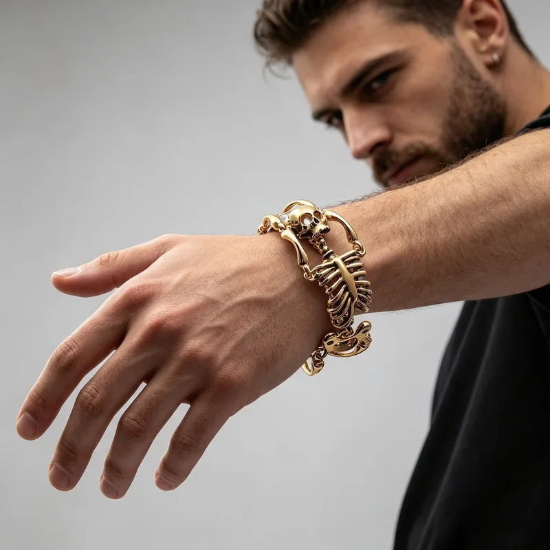 Stainless Steel Skull Bangles for Men Gothic Punk Bracelet Jewelry Fashion Accessories Jewelry Gift