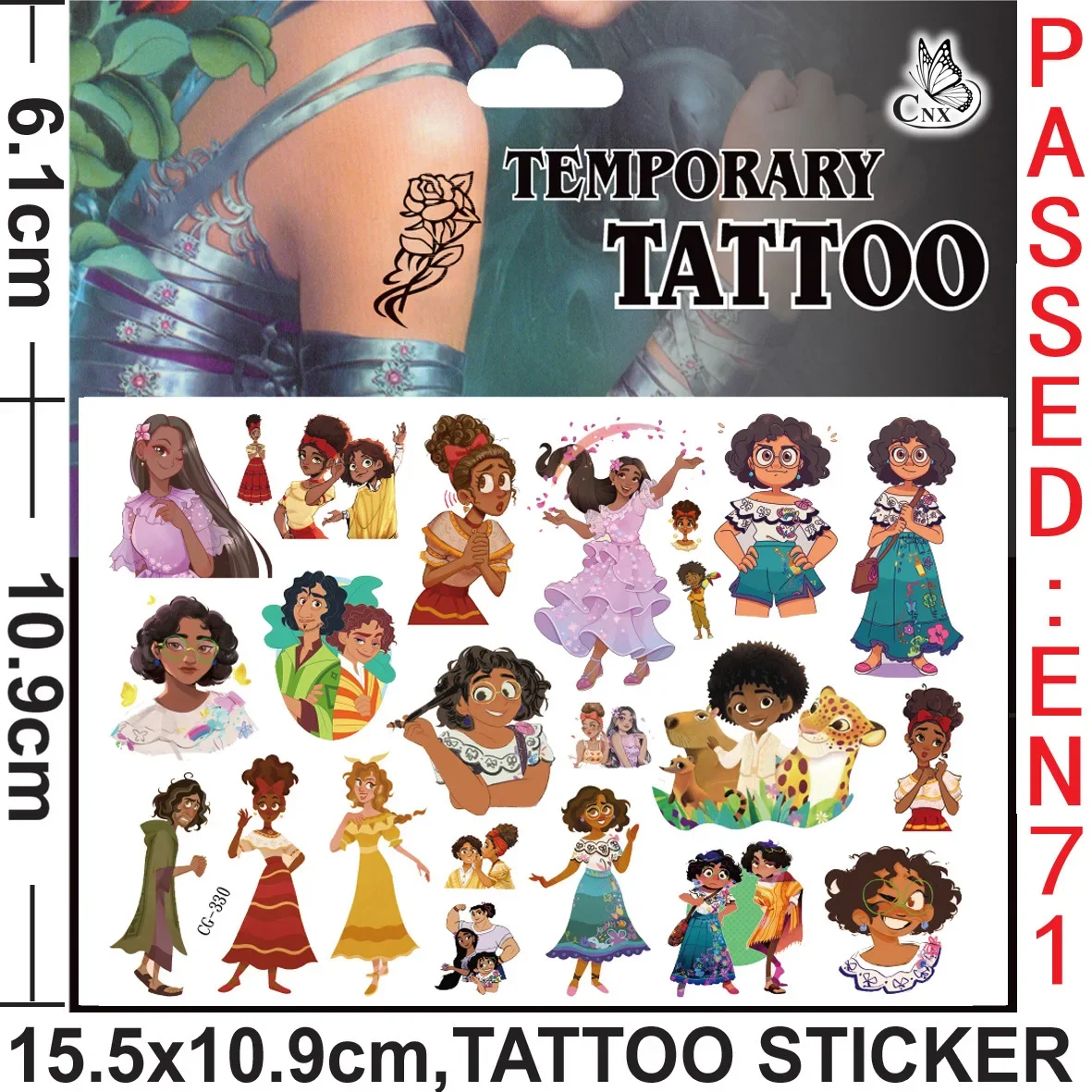 New Disney Cartoon Anime Encanto Tattoo Stickers Children\'s Temporary Tattoos Body Art Cosplay Party Toys for Kids Gifts