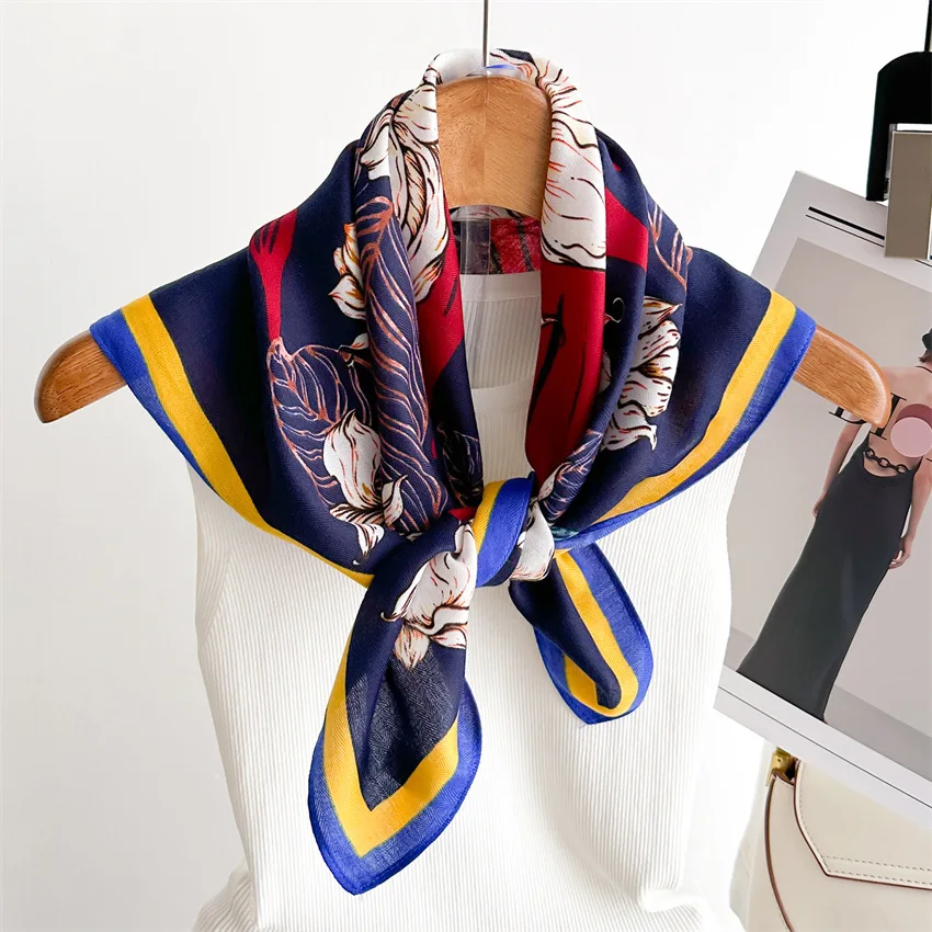 

Женский шёлковый квадратный шарф с принтом, 65 х65 см Весной летом роскошный дизайн печать шелкового квадрата шарф женщины мягкие волосы шейный платк хиджаб Headband Foulard ленты подарок 65*65 см