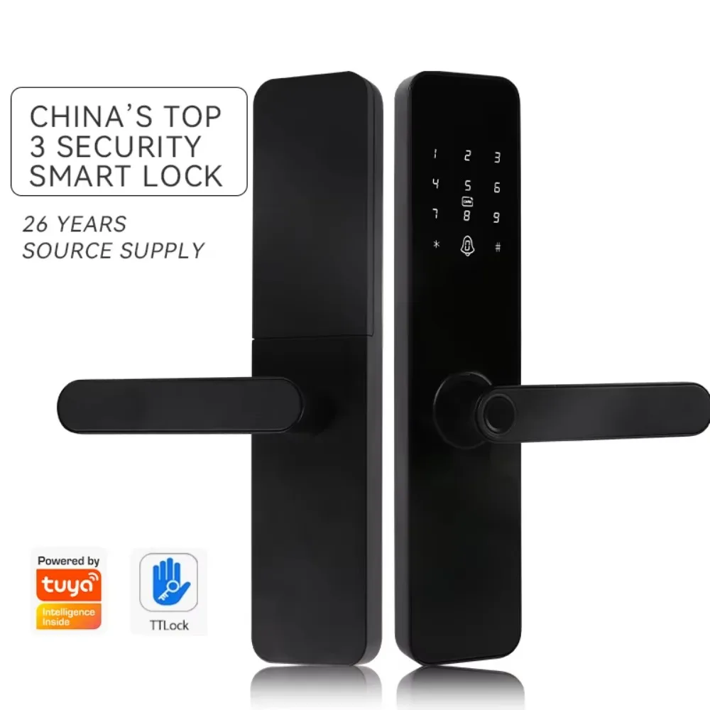 

Hot Sale Security Electronic Handle Digital Tuya Ttlock Cerraduras Inteligentes Con Wifi Keys Fingerprint Smart Lock Door