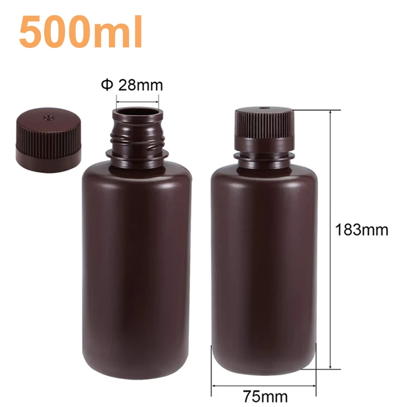 

Plastic Lab Chemical Reagent Bottle 500ml/16.9oz Small Mouth Sample Sealing Liquid Storage Container Brown 2pcs