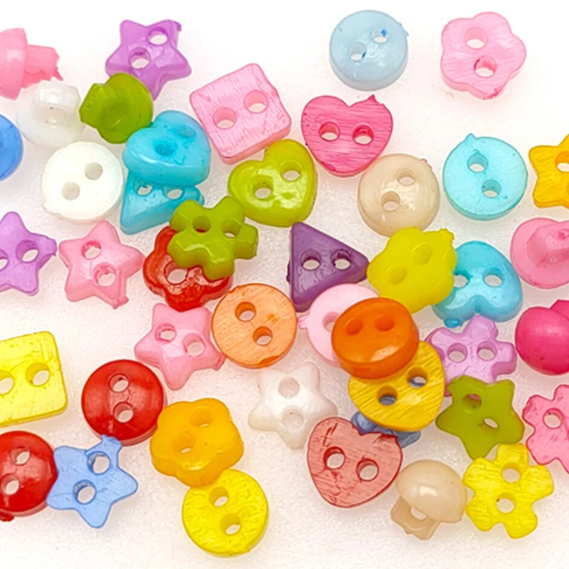 7mm Mini Buttons Random Mixed Flower Star Heart Buttons for Handmade Cartoon Doll Clothes Garment Sewing DIY Craft Needlework