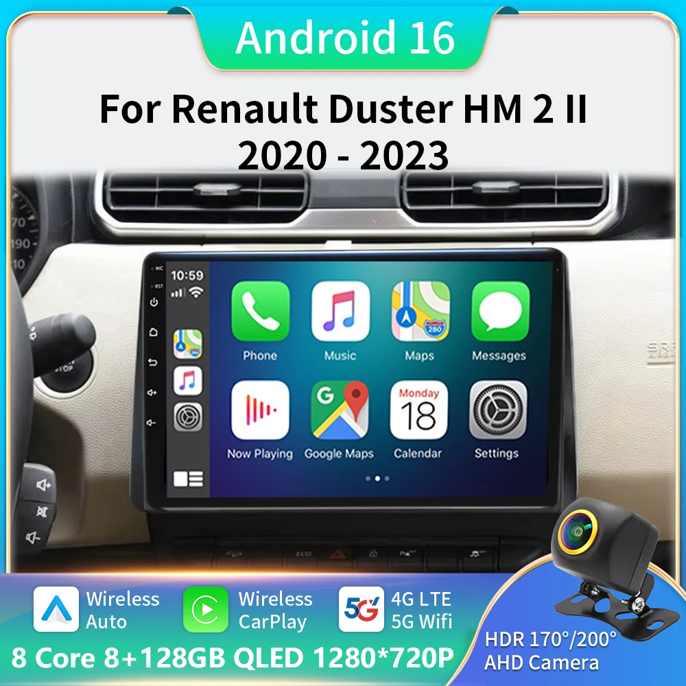 

Android 13 для Renault Duster HM 2 II 2020 - 2023 Arkana 1 I 2019 - 2023 Автомагнитола мультимедийный видеоплеер Стерео GPS Авторадио