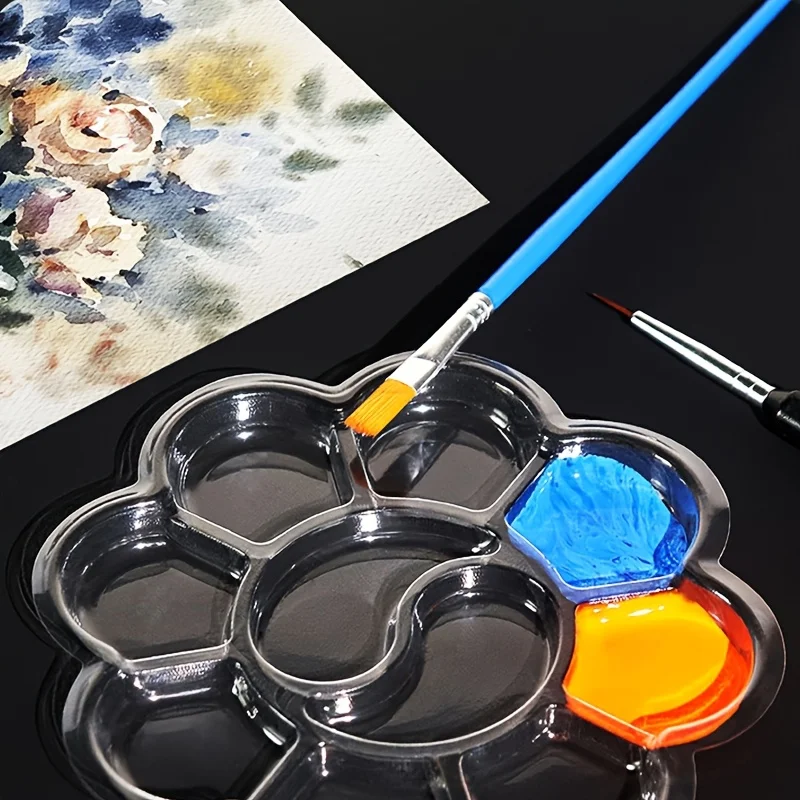 100pcs Disposable Plastic Palette, Featuring Non-Stick Mixing Trays, for Single Use in Art Studios for Students And Teachers