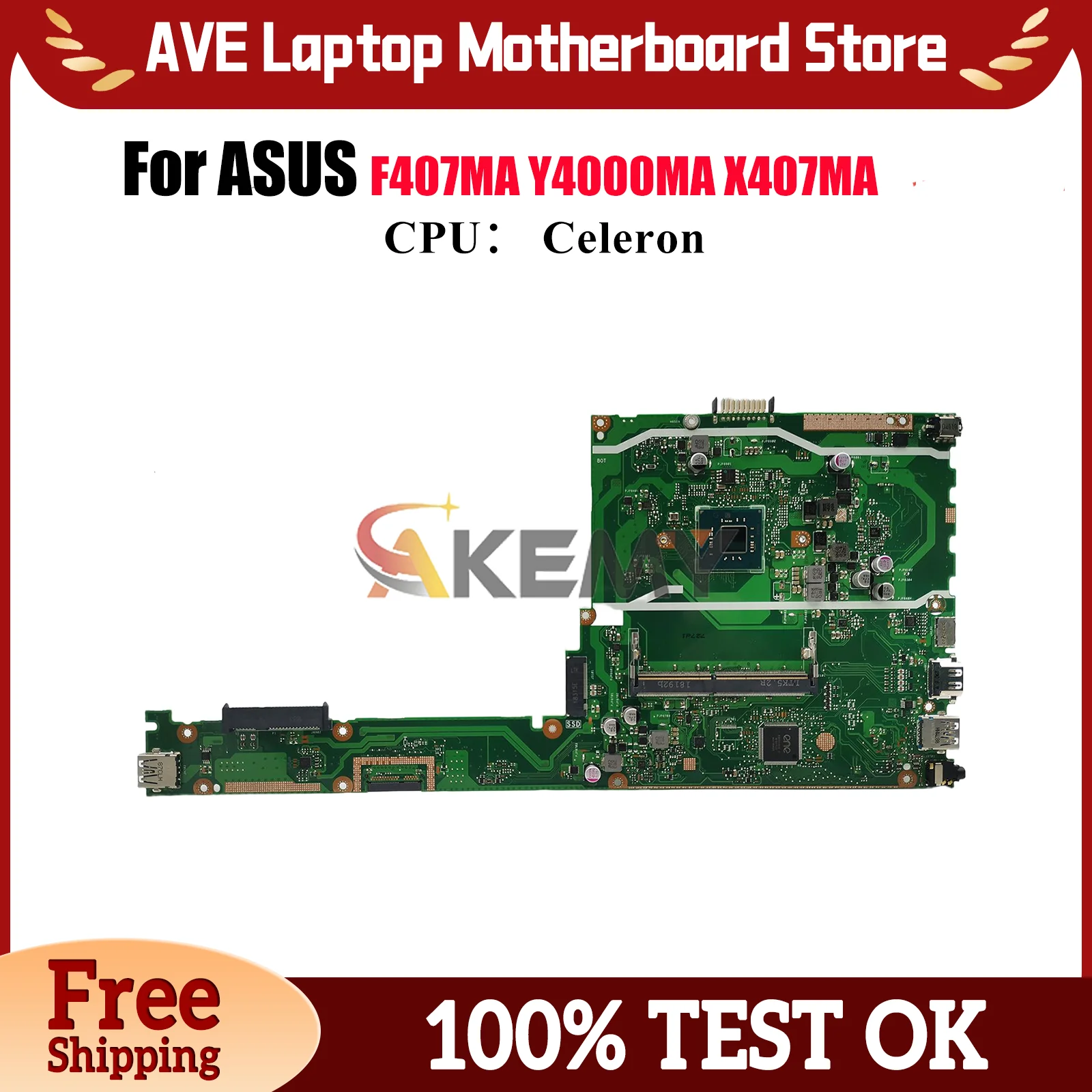 

X407MA Материнская плата для ноутбука ASUS VivoBook X407M F407MA X407MA Y4000MA Материнская плата для ноутбука с процессором Celeron 100% тестирование OK stk