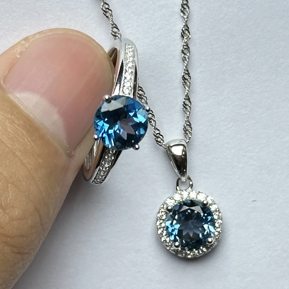 

Natural Topaz Jewelry Set, including rings and necklaces, as gifts for family, friends, and lovers, paired with banquet dresses