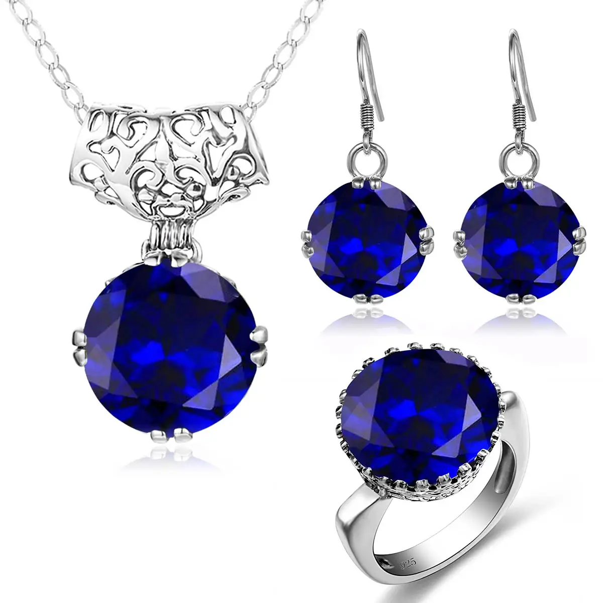 

Szjinao Vintage Sapphire Ring Woman 925 Silver Blue Stone 17*17mm Luxury Jewelry Wedding Anniversary Gift For Wife Waterproof