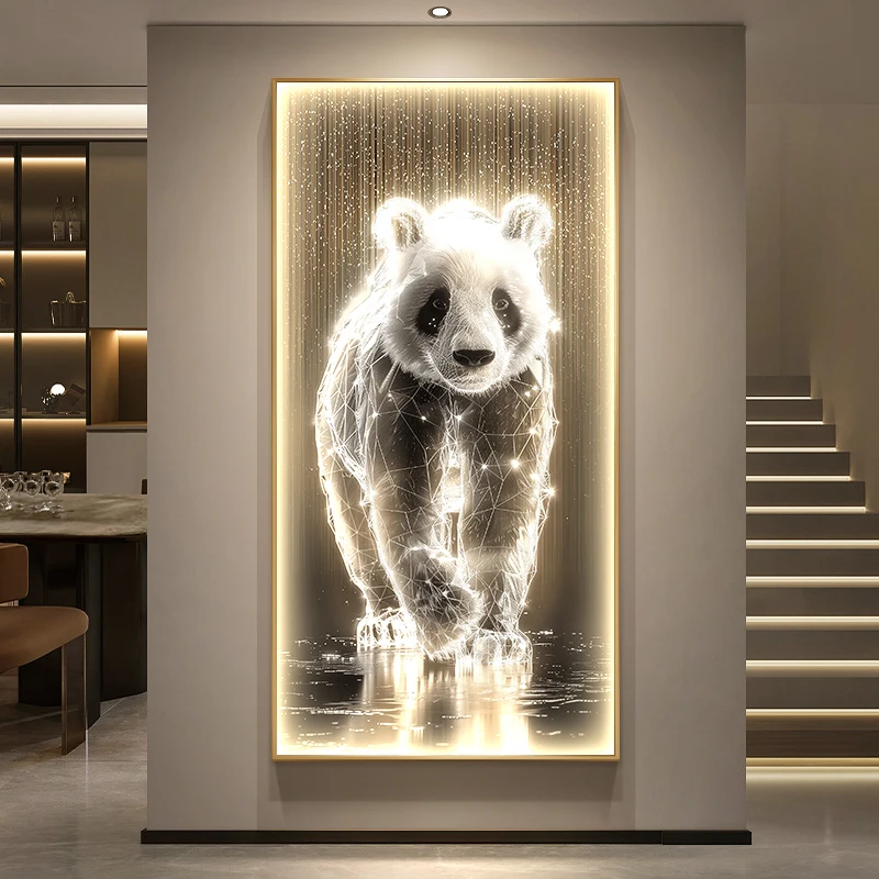 

Entrance Foyer Decoration Painting Light Luxury Abstract Corridor Hanging Painting High-end Feeling Staircase With Light Mural