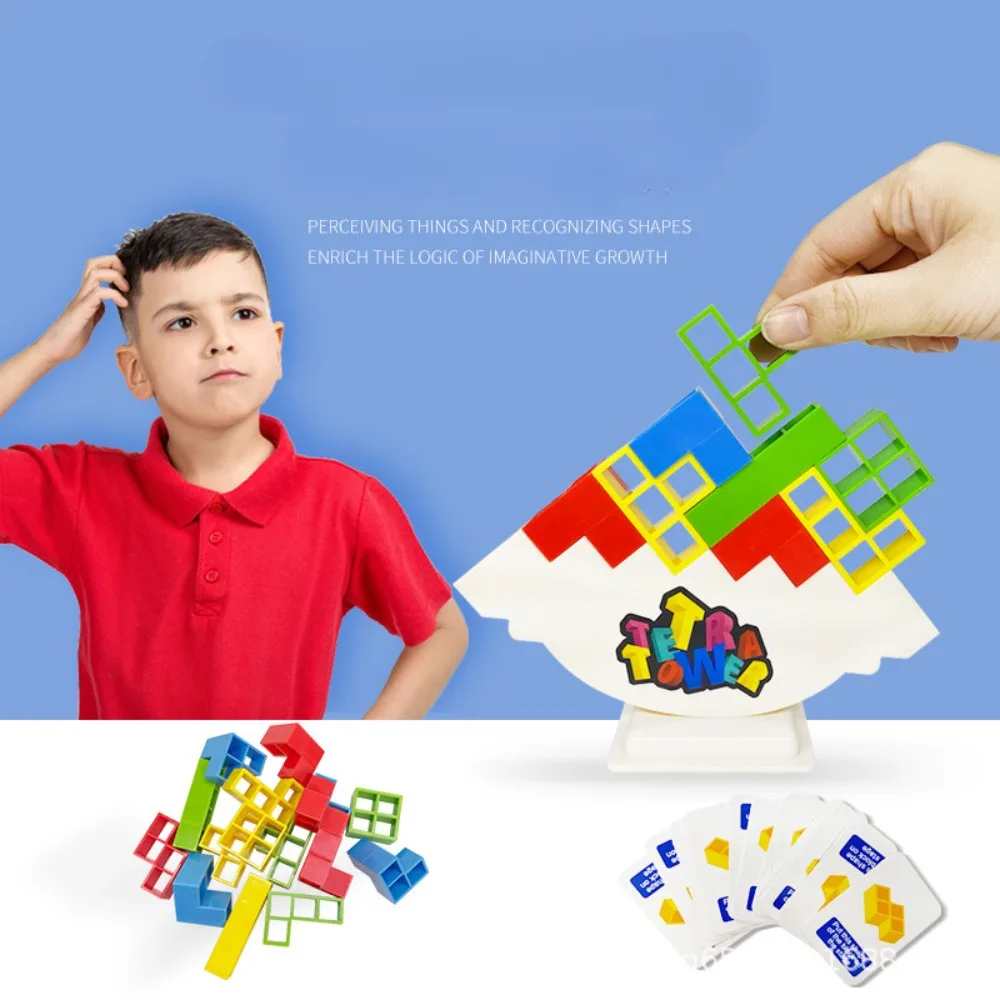 Bloques de apilamiento, juego de pila, bloques de construcción, tablero de equilibrio, ensamblaje de ladrillos, juguetes educativos de escritorio para niños y adultos