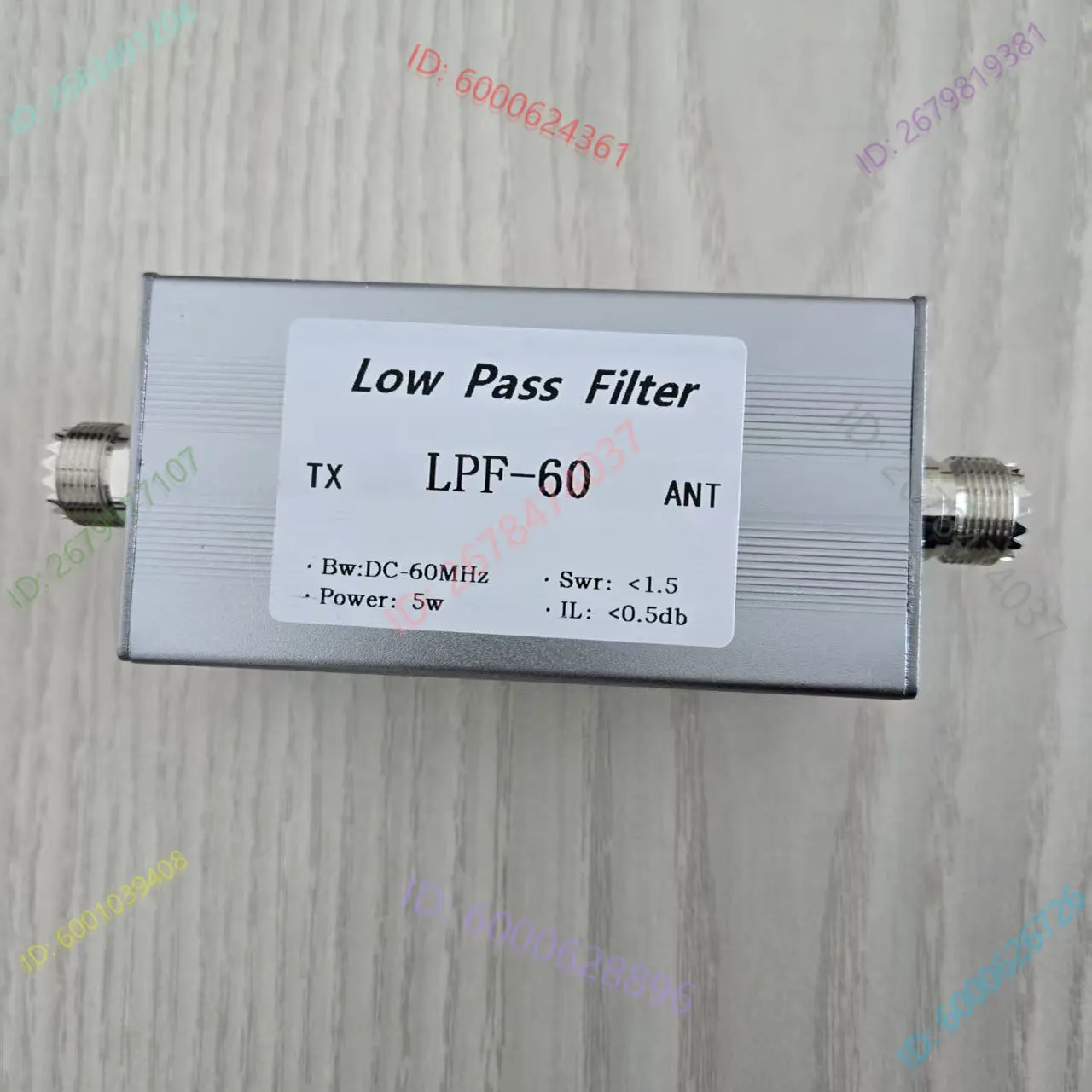 

LPF-60M-5WM Low Pass Filter M Female 5w 60MHz