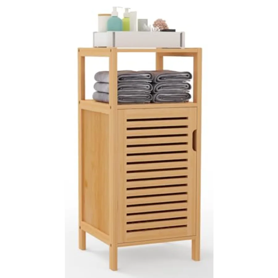 

Бамбуковый напольный шкаф для хранения вещей с одной дверцей для ванной комнаты, гостиной, спальни, прихожей, кухни