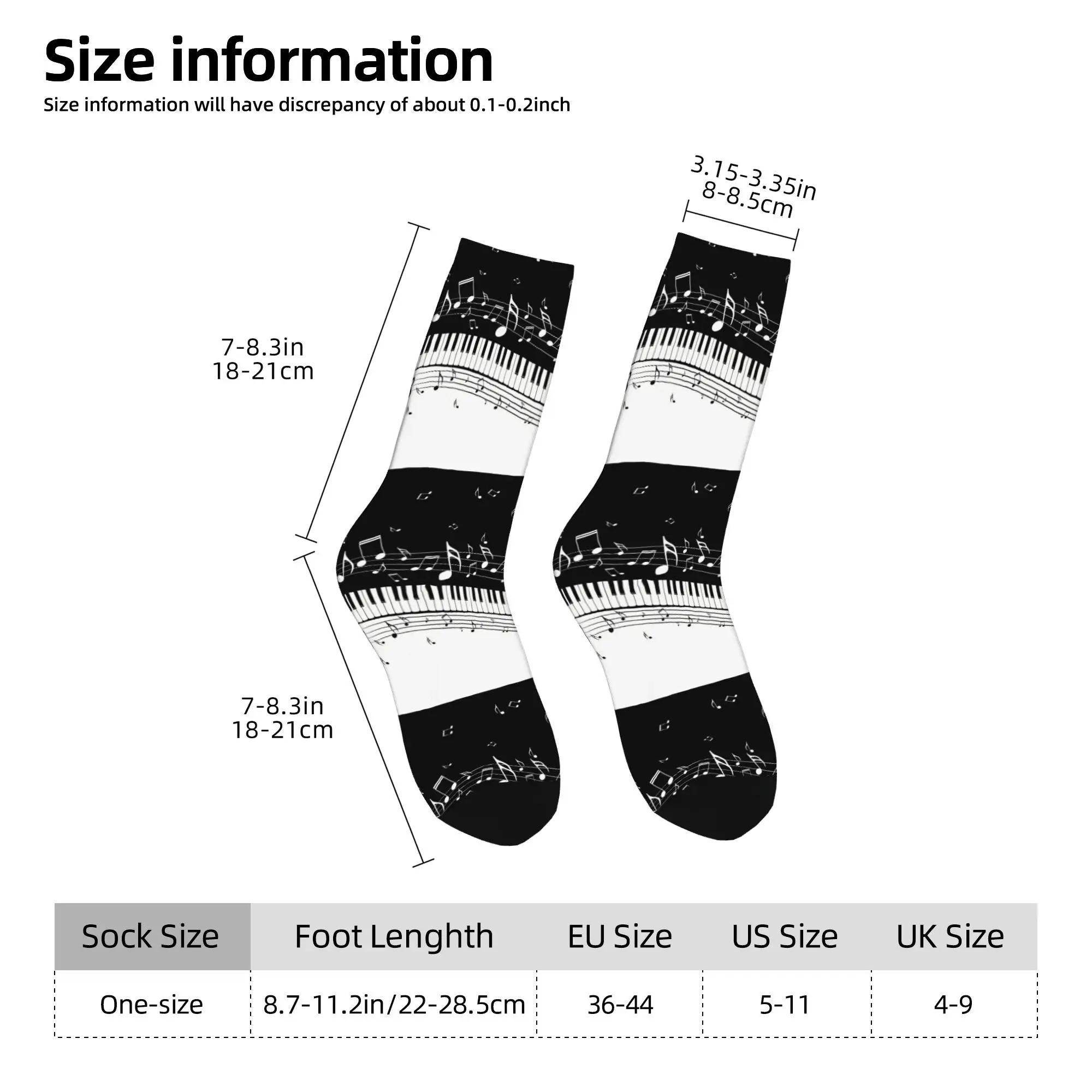 Happy Funny Men's Socks Music Piano Keyboard Vintage Harajuku  Hip Hop Seamless Crew Sock Gift Pattern Printed