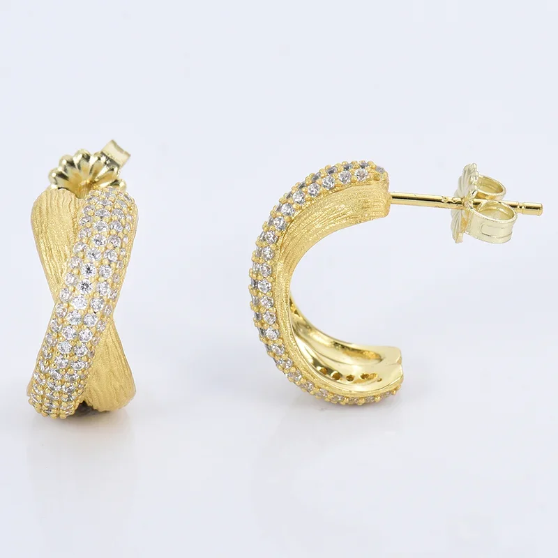 

Carline Hotsale fine Jewelry earrings 925 sterling silver zircon jewelry earrings 18K gold plated zircon jewelry earrings