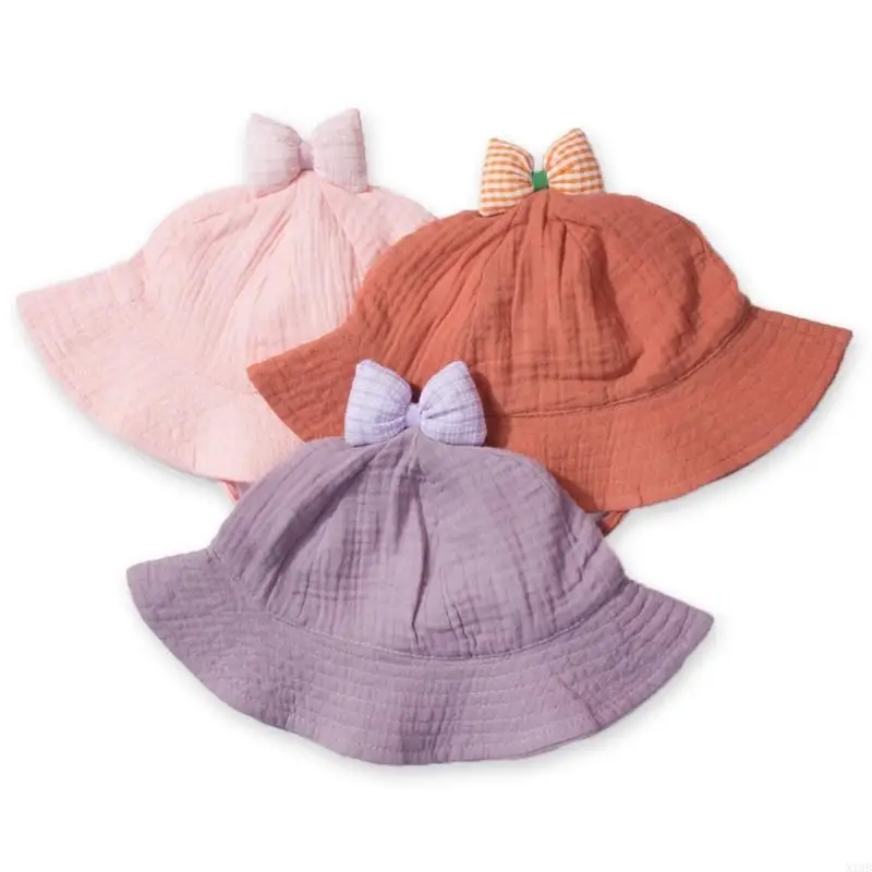 N1HB Fisherman Hat Soft Bowknot Basin Hat Spring Summer Big Brim Caps for Newborns