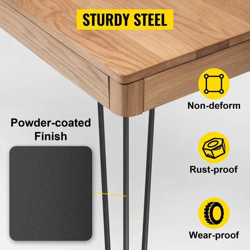 4Pcs Metal Table Legs 16-40 Inch 3-Rod Hairpin Furniture Legs DIY Home Bench Dining Desk Coffee Table Feet Accessories