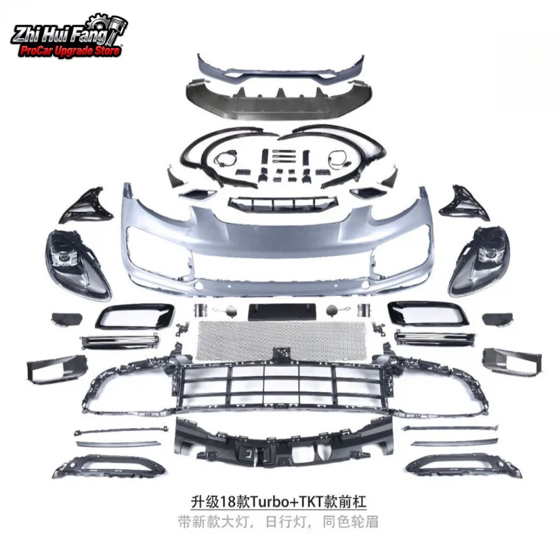 

Suitable for 11-14 Cayenne 958.1 Modified to 9Y0.1 Turbo Bumper + TKT Front Lip Assembly Including Low-End Headlights