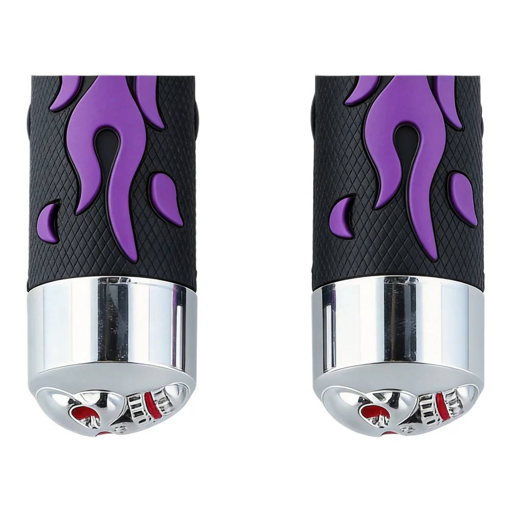 7/8 inch 22mm Throttle Grips with Flame Skull Design for Motorcycle Handlebars Soft Rubber Material for Long Term Durability