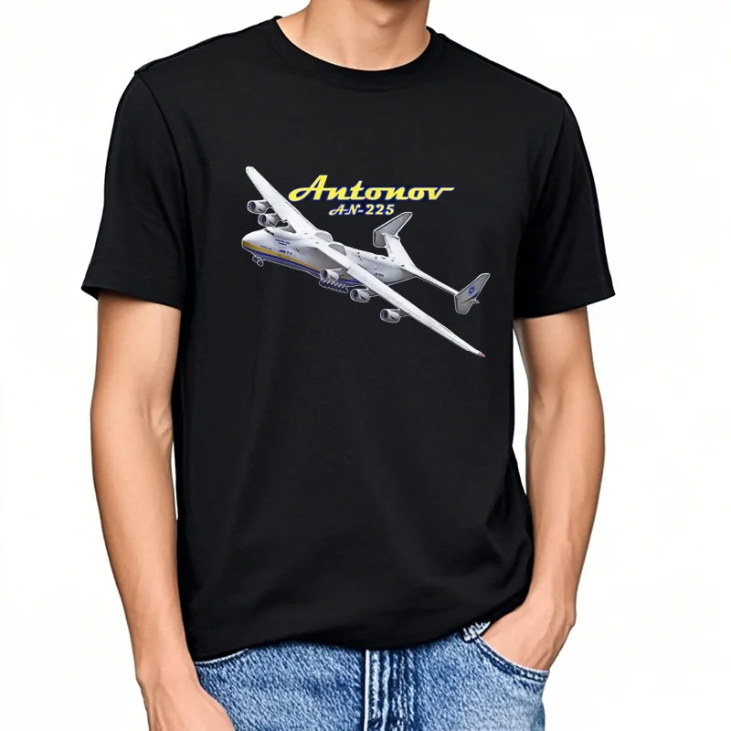 AN-225 Mriya Worlds Largest Airfreighter Jet Plane Футболка с коротким рукавом Повседневная хлопковая мужская футболка с круглым вырезом Размер S-3XL