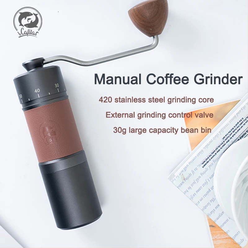 ICAFILAS Store Manual Coffee Grinder Capacity 30g Manual Adjustable Kitchen 7 CORE Steel Core Burr Send Cleaning Brush