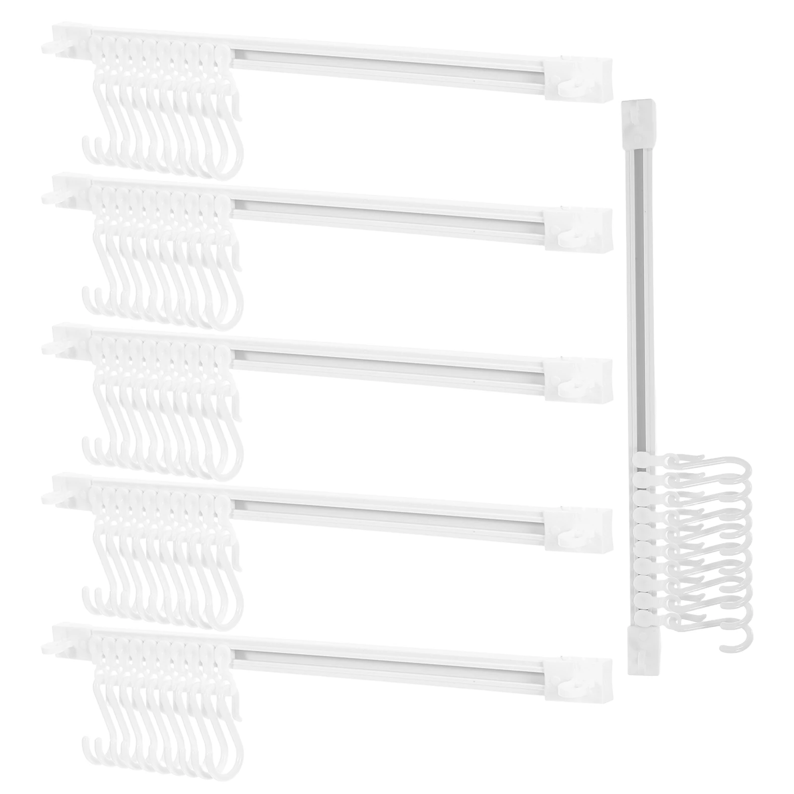 

6 Sets Wall Mounted Sliding Hooks Removable Adhesive Plastic Rail Rack Kitchen Bedroom Office Strong Support No Punching Under