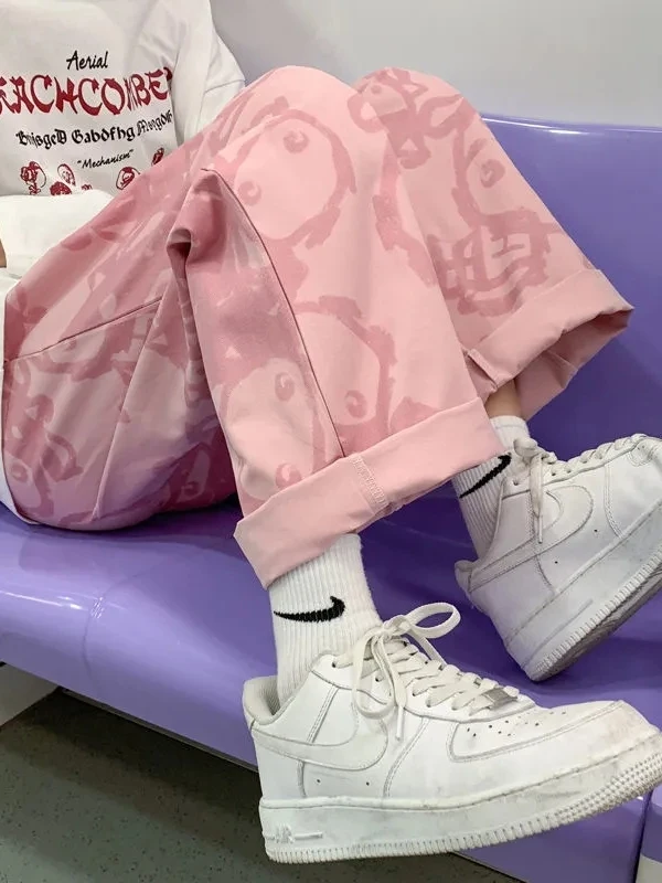 ワイドレッグパンツ女性韓国ファッション個性ストリートアパレル女性のための快適なカジュアルパンツ