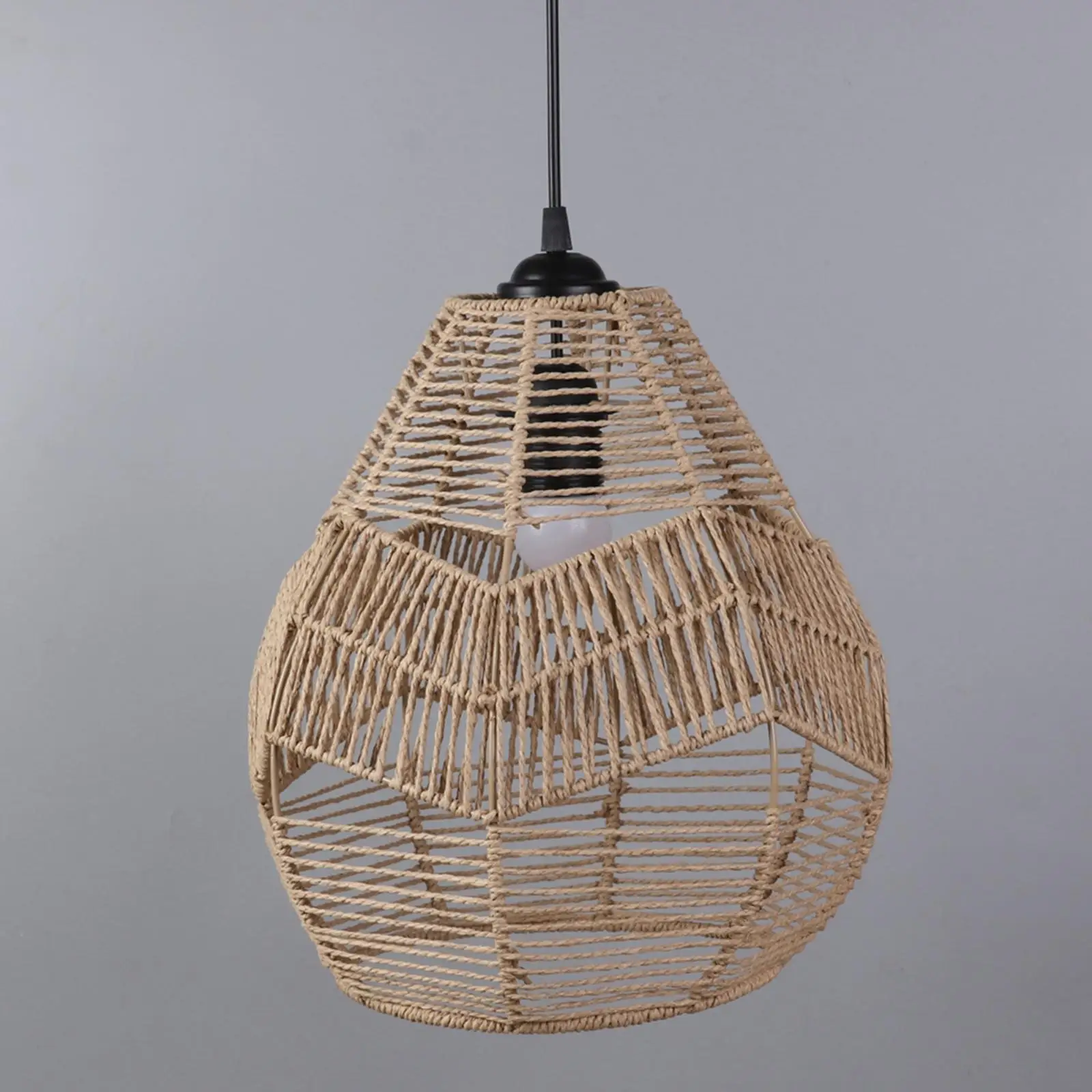 Paper Rope Handwoven Lamp Shade Pendant Chandelier Cover Ceiling Light Fixture for Kitchen Hallway Bedroom Tea House Restaurant