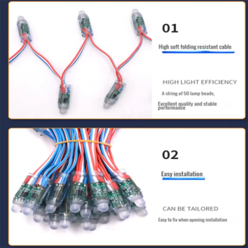 6M WS2811 5V/12V Full Color LED Pixels String Lights Waterproof RGB Digital Addressable LED Module Light Advertising Decoration