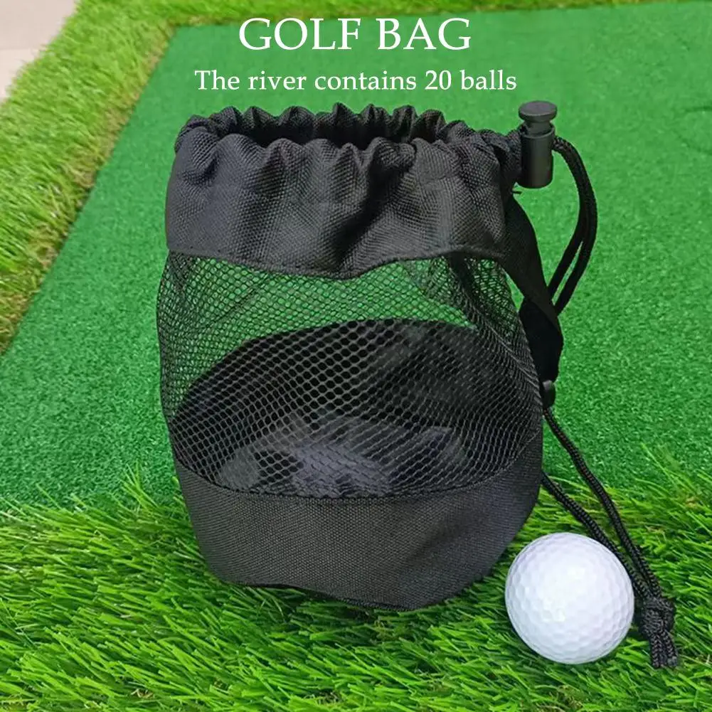 Bolsa de almacenamiento especial para pelotas de Golf, contenedor de malla con cordón de nailon, color negro, L4T0