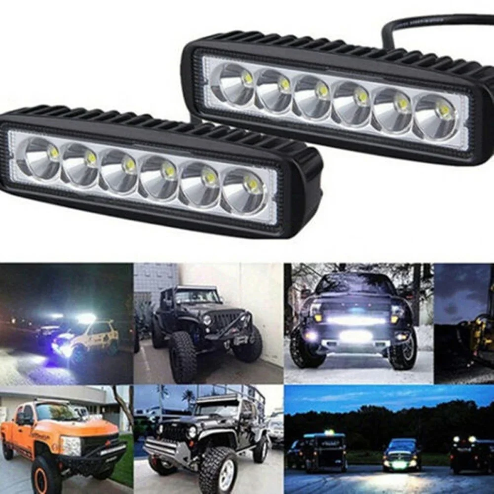 DC 12V LED Work Light 800LM Bar Flood Spot Light 6500K-7500K LED Headlight 18W Auto Head Lamp 6LED IP68 Waterproof for Truck SUV