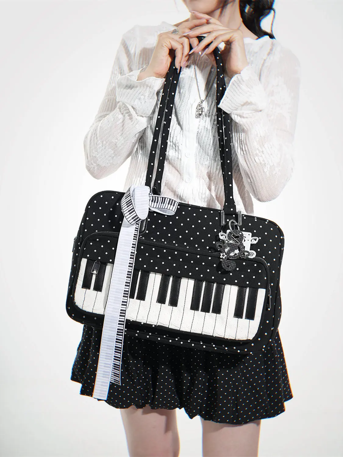Girl Handbags Polka Dot Piano Bowling Hand-held Bag Fashion Casual Handbag Women's Shoulder Bags 2026 New