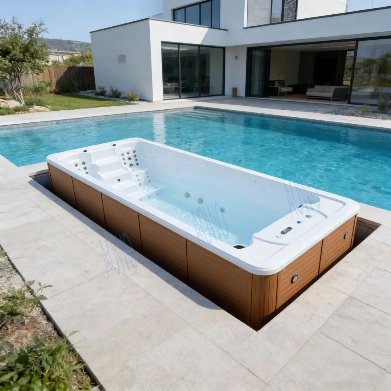 Hot Tube For Outside Jakuzi Factory Tub Price 5.5m Swim Spa Outdoor Hot Tub Spa Jacozi Endless Spa Pool Integrated Jacuzziss