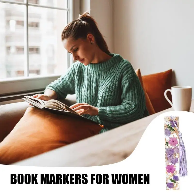 Creative Epoxy Bookmark Reading Book Mark Daisy Dried Flower Tassel Bookmark Mother\'S Day Book Lover Gift Resin Bookmark