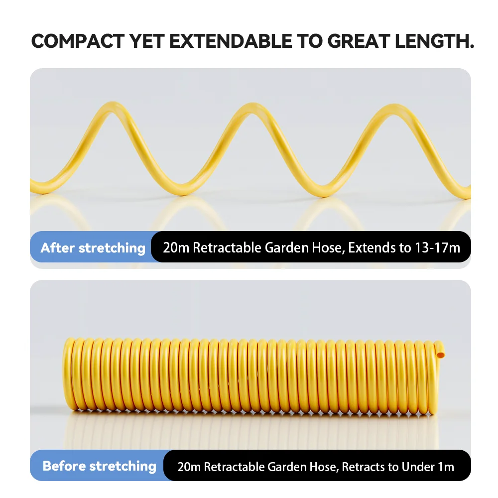 33/49/66FT Expandable Garden Hose, Heavy Duty Retractable Pipe, High Pressure No-Kink for Car Wash Yard Plant Watering