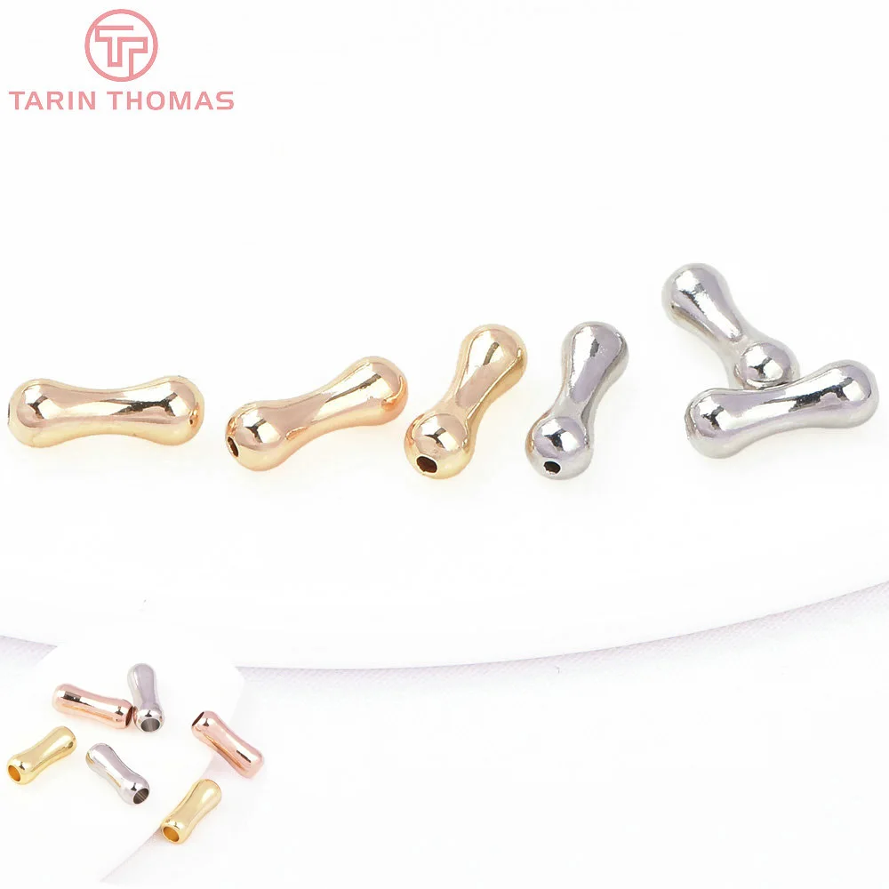 (5478)20PCS 3x9MM 24K Gold Color Brass Bone Shape Spacer Beads Bracelet Beads High Quality Diy Jewelry Accessories Wholesale