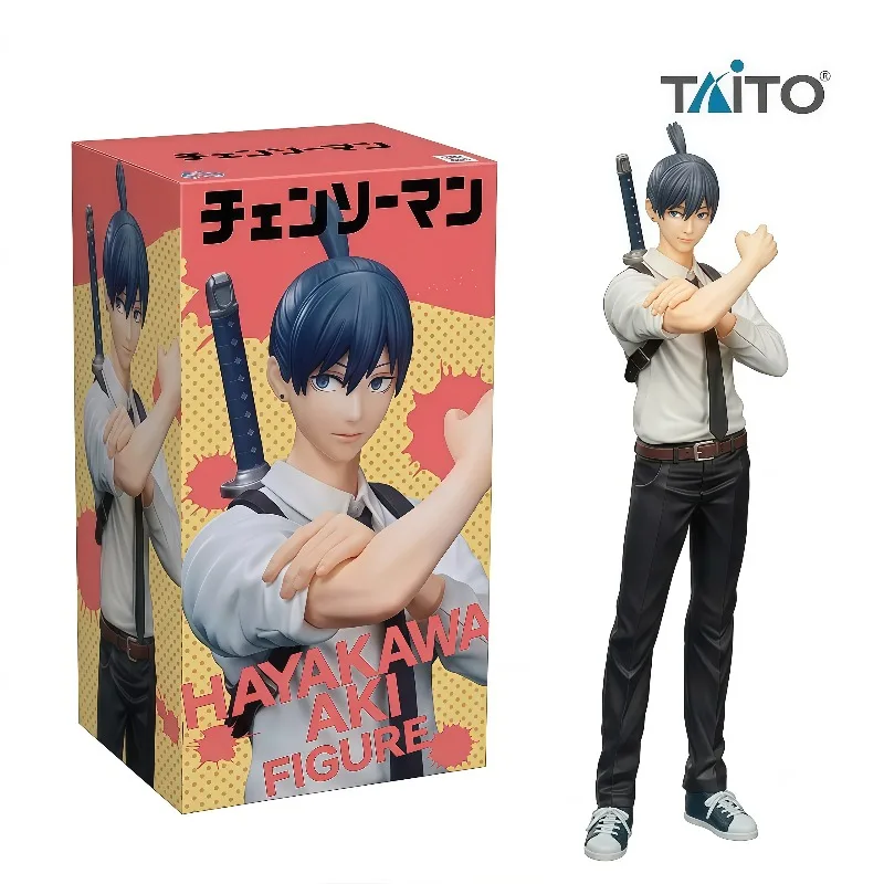 100% Original TAITO Chainsaw Man Hayakawa Aki Uniform Ver Anime PVC Collectible Figure Desktop Home Room Decor Gift Set In Stock