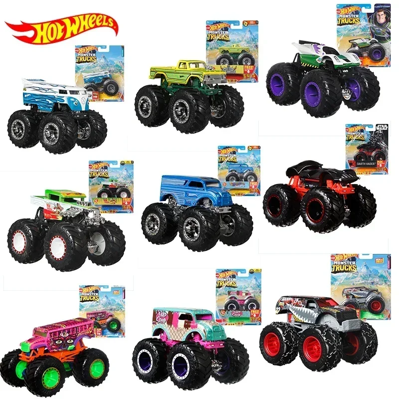 Original Hot Wheels Monster Trucks Car Beetle Bus SUV Bigfoot Vehicle Muscle Alloy Models Boy Toys for Children 1/64 Bone Shaker