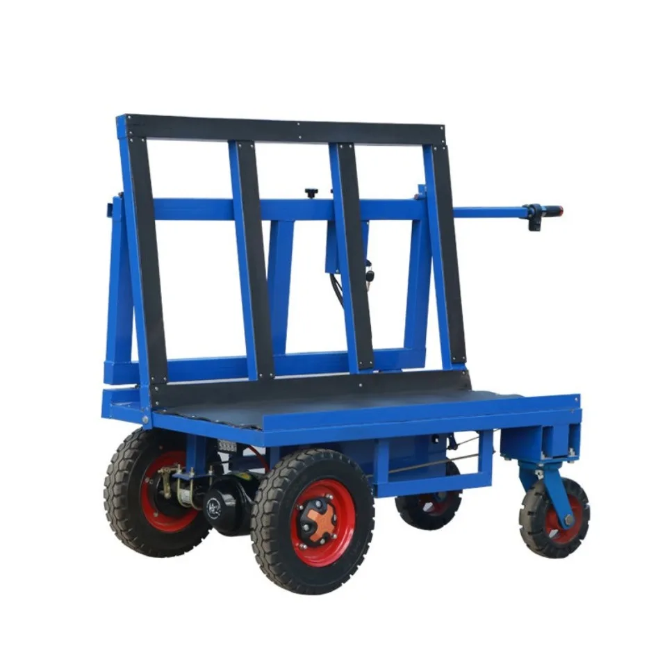 Factory Direct 2026 Electric trolley four-wheel pull glass truck woodworking gypsum board transport truck plate doors and window
