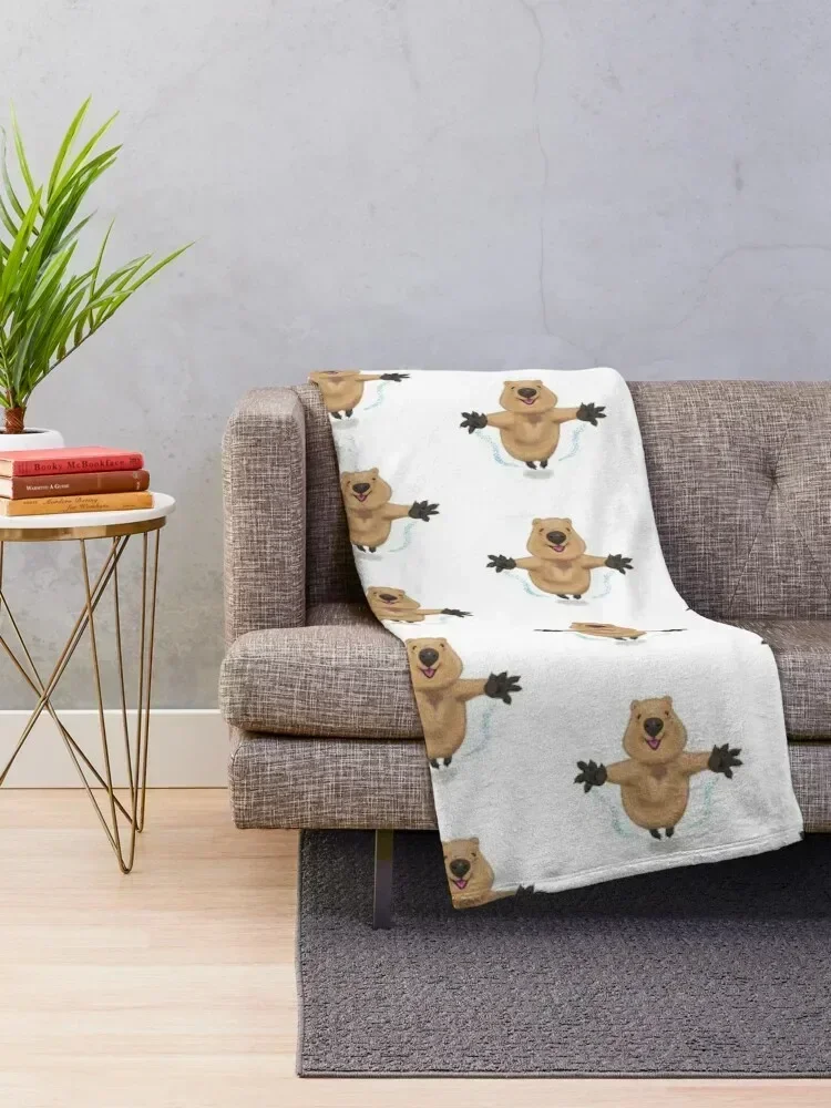 happy like a quokka Throw Blanket Designers Furry Sleeping Bag Beach Blankets