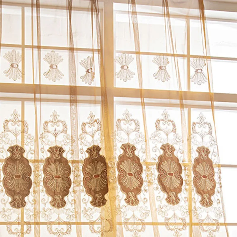 

European High-end Curtains Embroidered Chenille Curtains for Living Dining Room Bedroom Luxury Embroidery Curtains Finished
