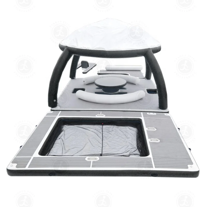 High Quality  Inflatable Shade Tent Multi-person Leisure Bar Sofa Lounger Floating Row Floating Bed Pool Yacht