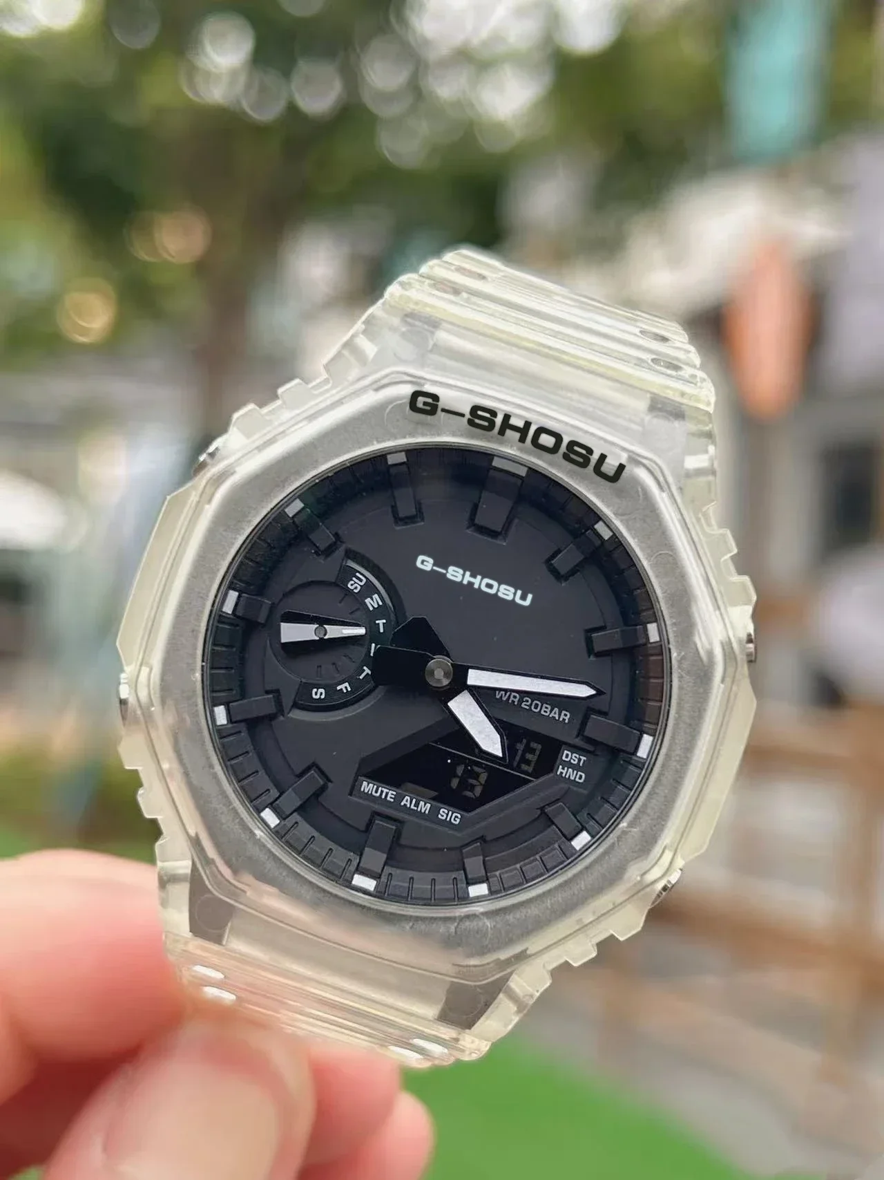 9898 Store Oak Collection Voll funktionsfähige Weltzeit-Vollfunktions-LED-Digitaluhr mit Dual-Display, Unisex, wasserdicht, großes Zifferblatt