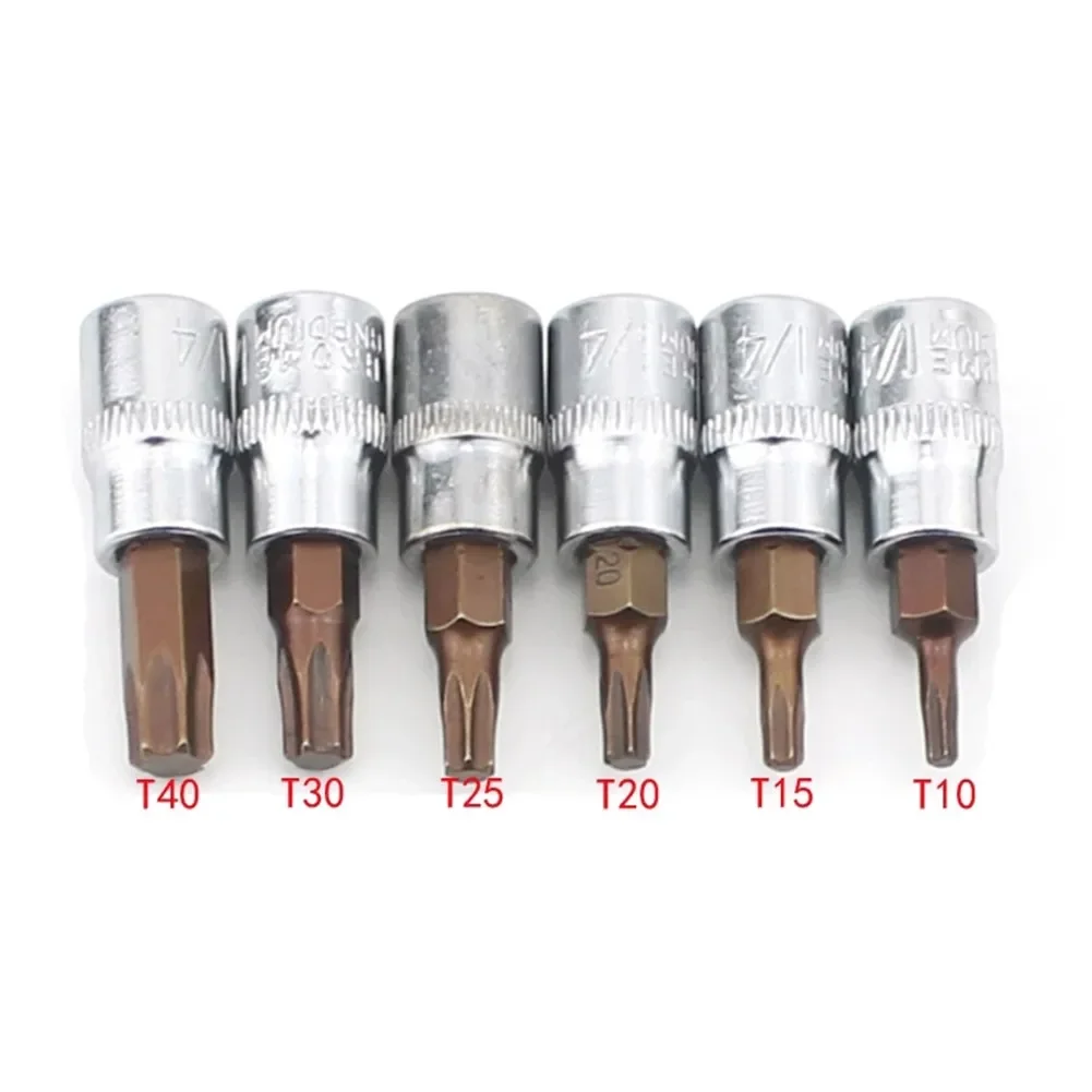 

Hand Drive T40 1/4" T25 6pcs Torx Set Material Set T20 Bits T10 Socket Sockets T30 Metal Screwdriver Tools Screwdrivers T15 Head