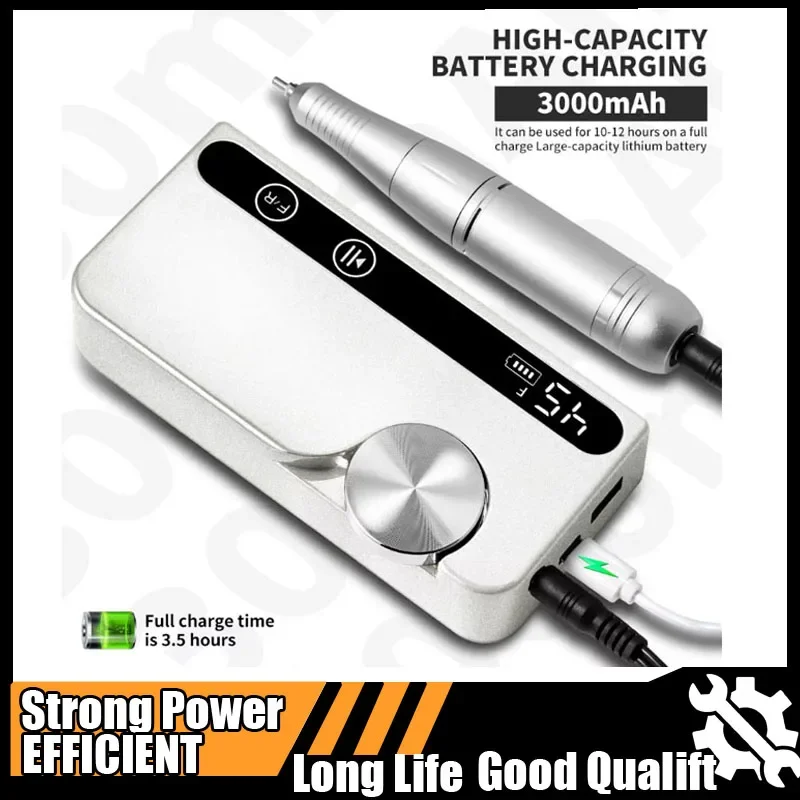 

45000RPM Rechargeable Nail Drill Professional Low Noise Polishing Nail Machine Suitable for Gel Nail Polish Polishing Tools